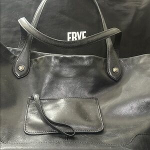 Frye Black Leather Tote with Wristlet